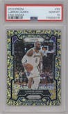 LeBron James from the 2023-24 Panini Prizm set featuring a King Snake parallel graded by PSA and given an overall grade of 10.