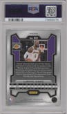 LeBron James from the 2023-24 Panini Prizm set featuring a King Snake parallel graded by PSA and given an overall grade of 10.