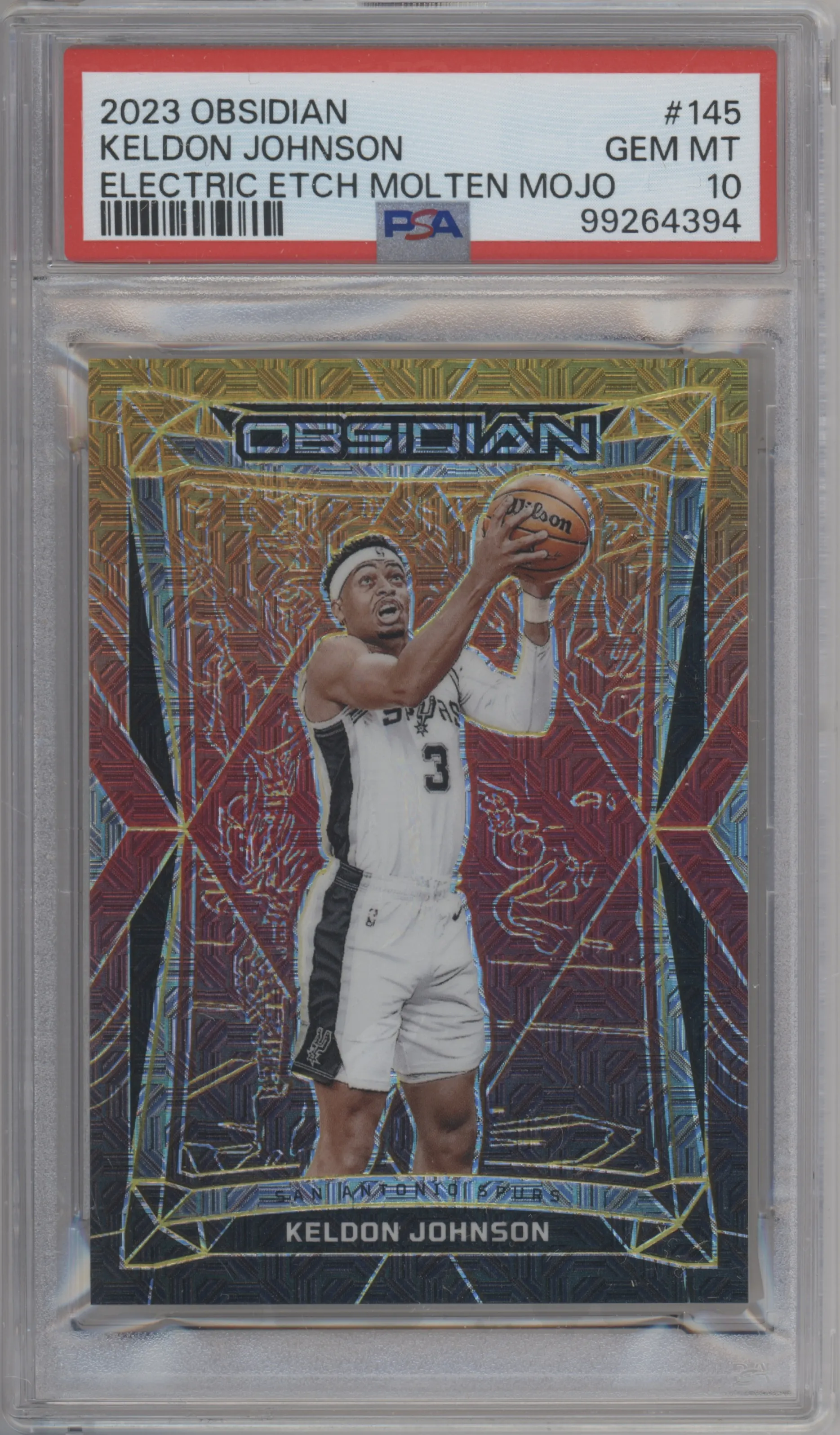 2023 Panini Obsidian Keldon Johnson Electric Etch Molten Mojo PSA 10