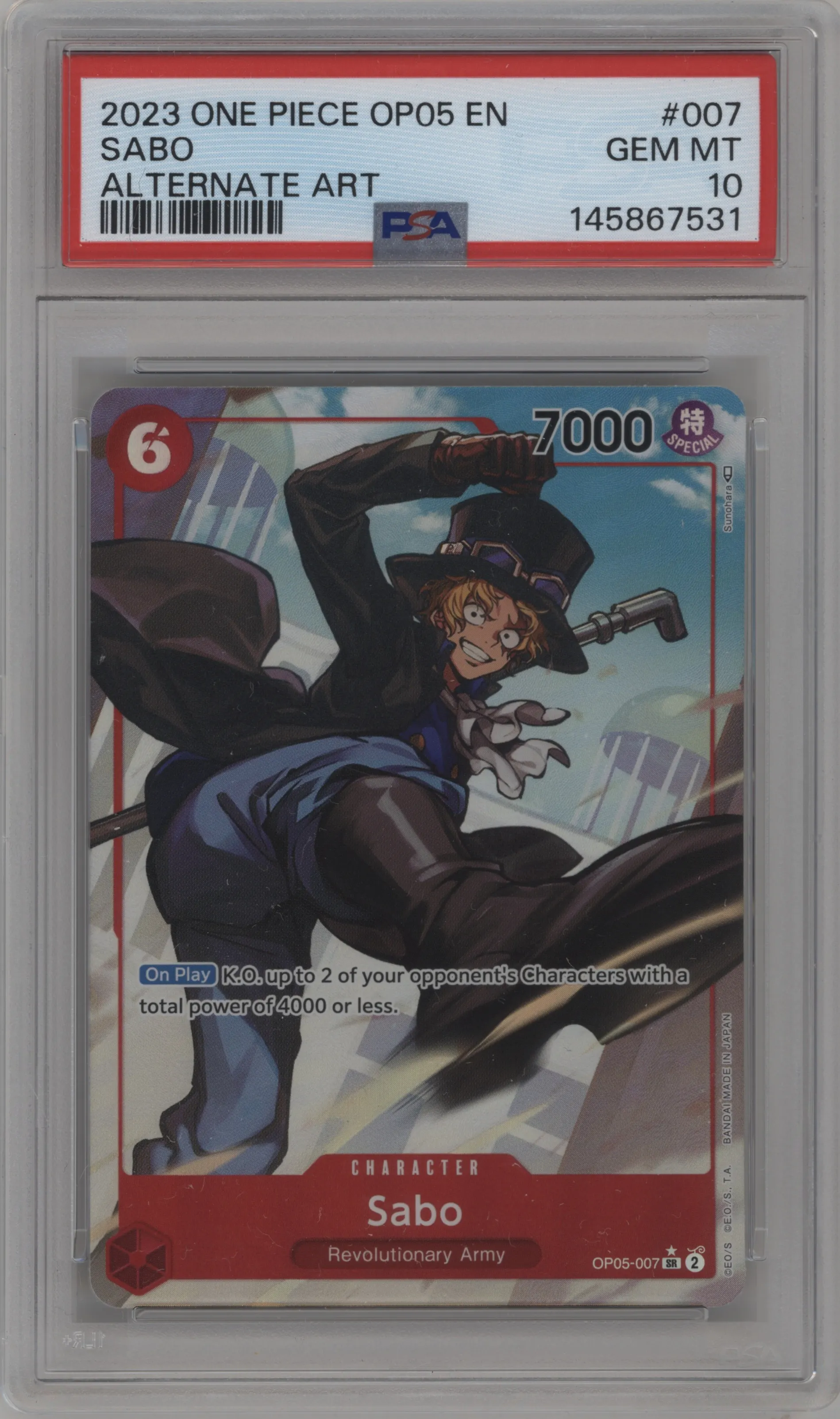 2023 One Piece Awakening of the New Era Sabo Alternate Art PSA 10