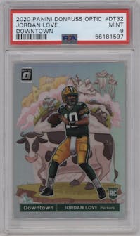 Jordan Love from the 2020 Panini Donruss Optic set graded by PSA and given an overall grade of 9.