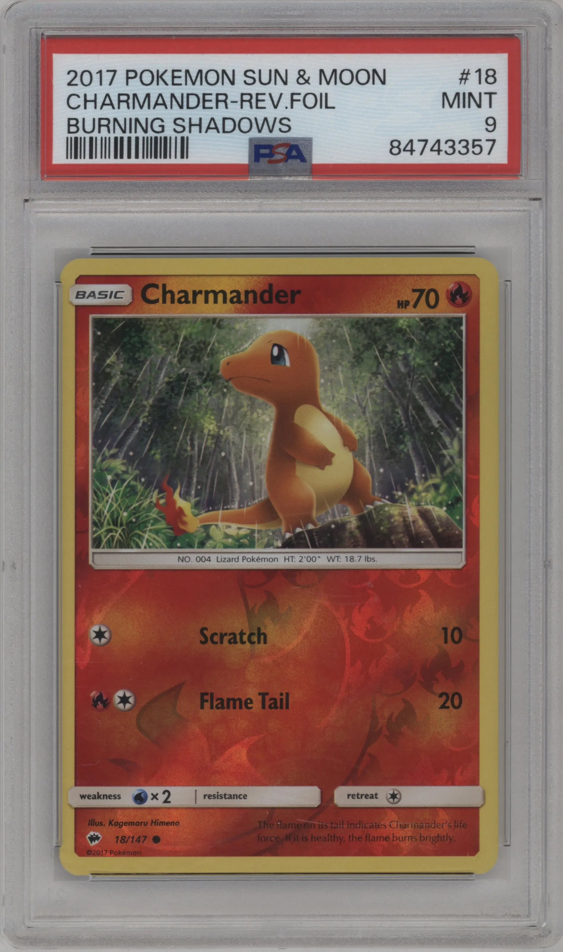 2017 Pokemon S&M Burning Shadows Charmander #18 PSA 9