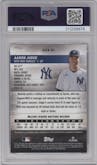 Aaron Judge from the 2024 Topps Stadium Club set featuring a Red Refractor parallel graded by PSA and given an overall grade of 10.