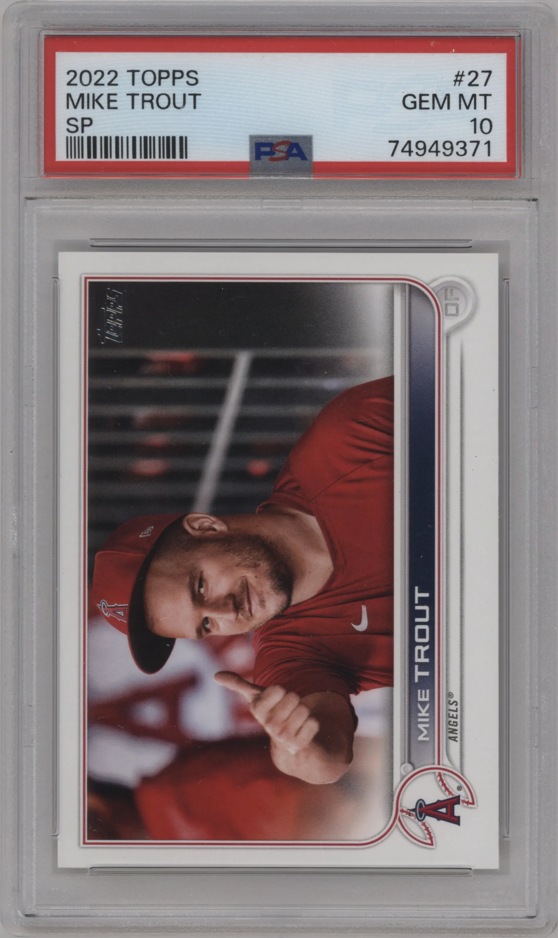 2022 Topps Series 1 Topps Series 1 SP Mike Trout #27 PSA 10