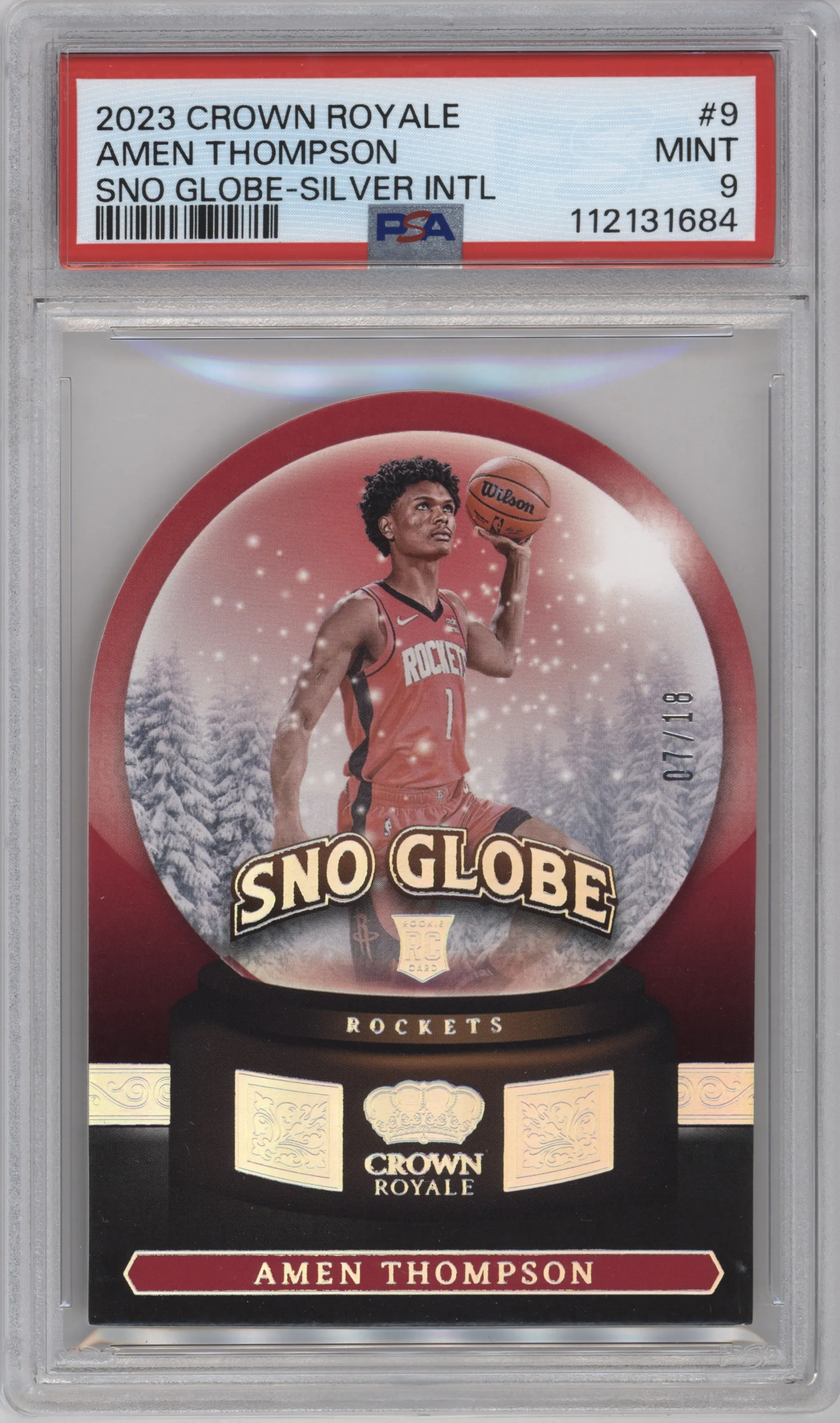 2023 Panini Crown Royale Sno Globe Amen Thompson International Silver #9 PSA 9