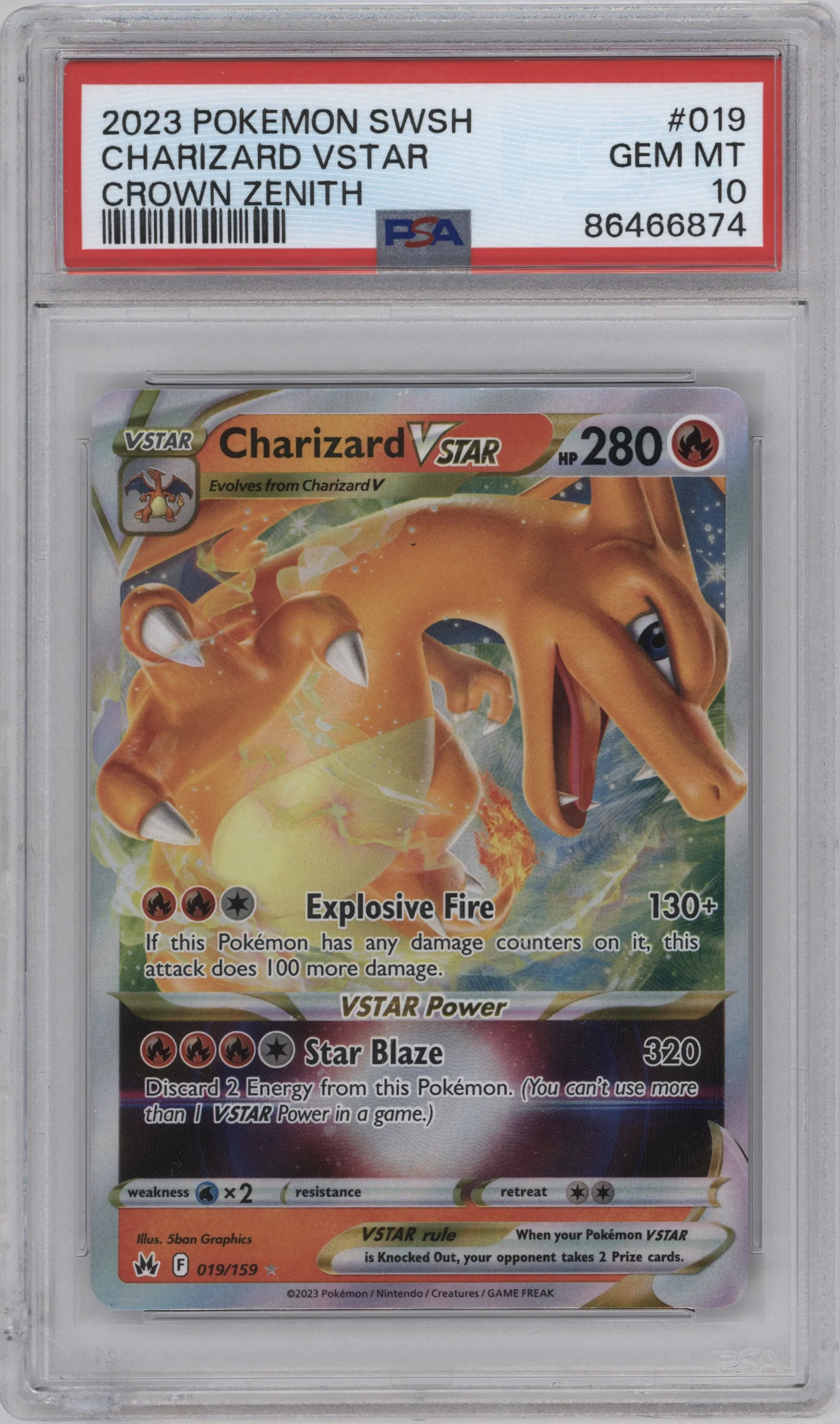 2023 Pokemon SWSH Crown Zenith Charizard VSTAR #019 PSA 10
