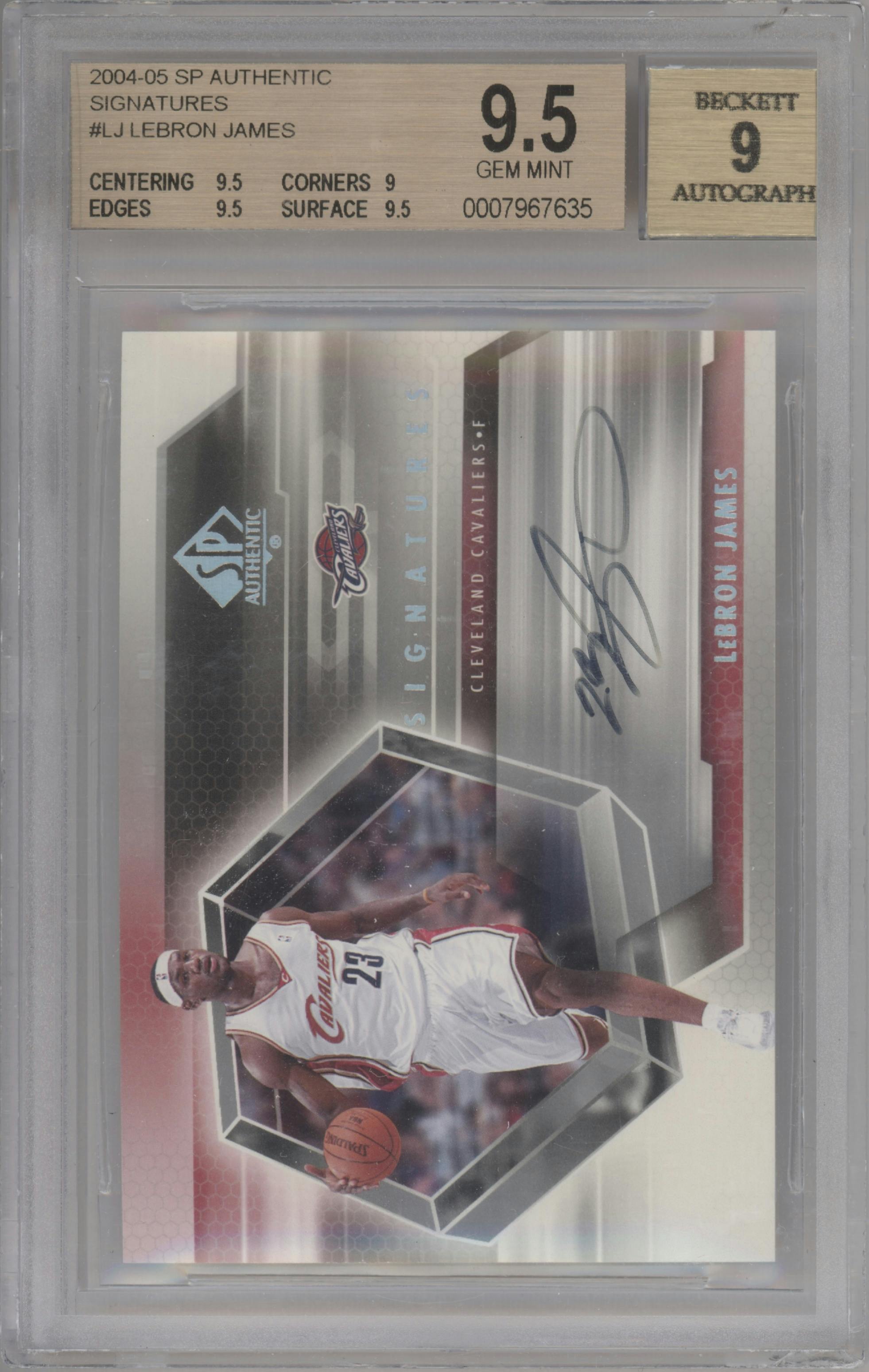 LeBron James from the 2004-05 Upper Deck SP Authentic set graded by Beckett and given an overall grade of 9.5.