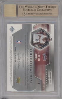 LeBron James from the 2004-05 Upper Deck SP Authentic set graded by Beckett and given an overall grade of 9.5.