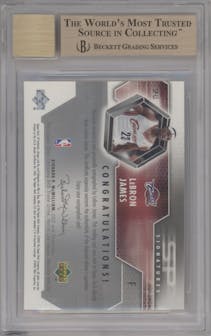 LeBron James from the 2004-05 Upper Deck SP Authentic set graded by Beckett and given an overall grade of 9.5.