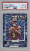 Jayden Daniels from the 2024 Donruss set graded by PSA and given an overall grade of 10.