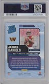 Jayden Daniels from the 2024 Donruss set graded by PSA and given an overall grade of 10.