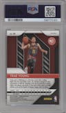 Trae Young from the 2018-19 Panini Prizm set featuring a Red Ice parallel graded by PSA and given an overall grade of 10.