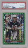 Tom Brady from the 2023 Topps Composite set featuring a Green Geometric parallel graded by PSA and given an overall grade of 10.