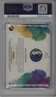 Luka Doncic from the 2021-22 Panini Spectra set graded by PSA and given an overall grade of 10.