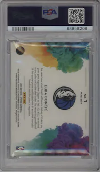Luka Doncic from the 2021-22 Panini Spectra set graded by PSA and given an overall grade of 10.