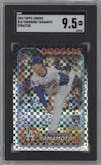 Yoshinobu Yamamoto from the 2024 Topps Chrome set featuring a X-Fractor parallel graded by SGC and given an overall grade of 9.5.