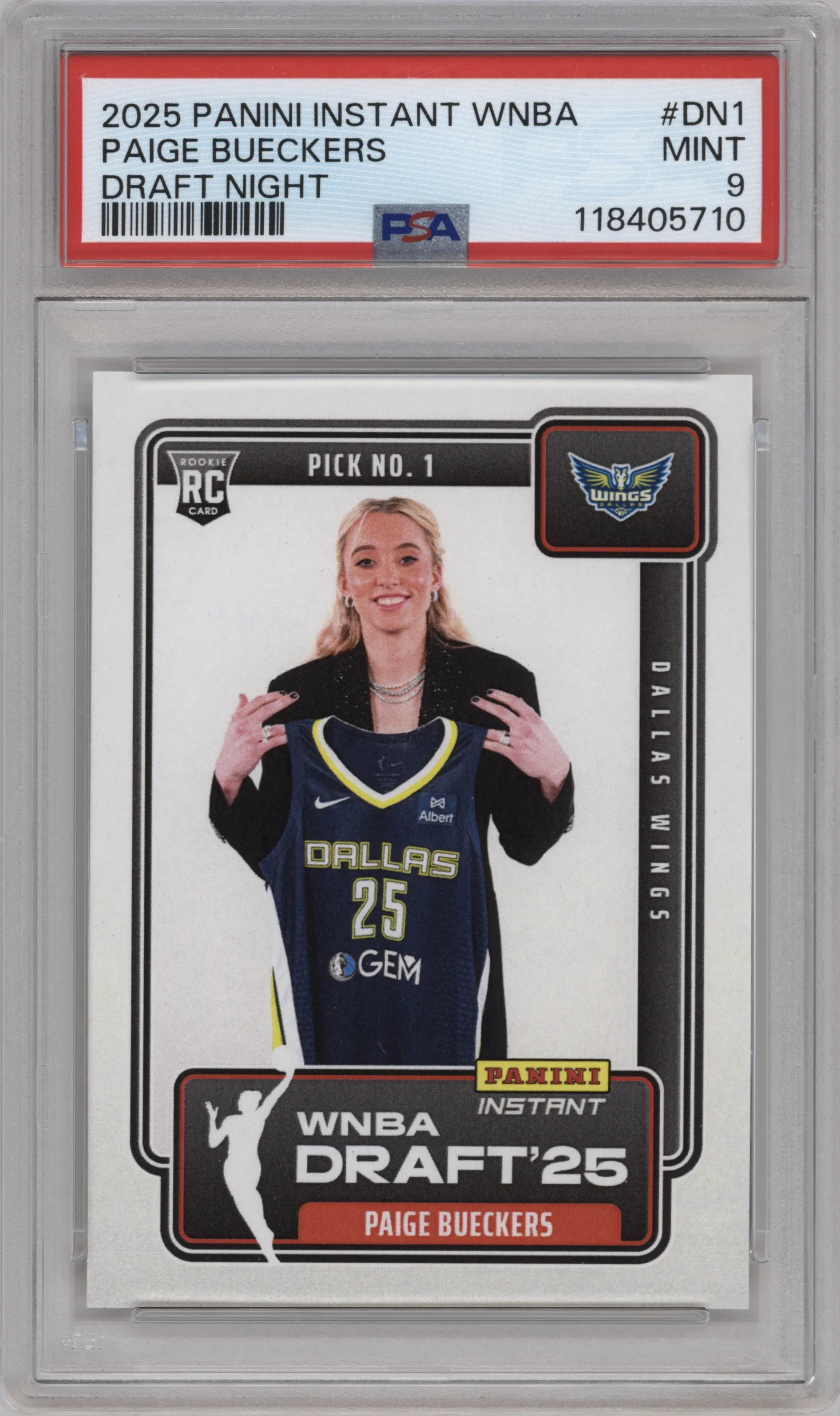 2025 Panini Instant WNBA Draft Night Paige Bueckers #DN-1 PSA 9