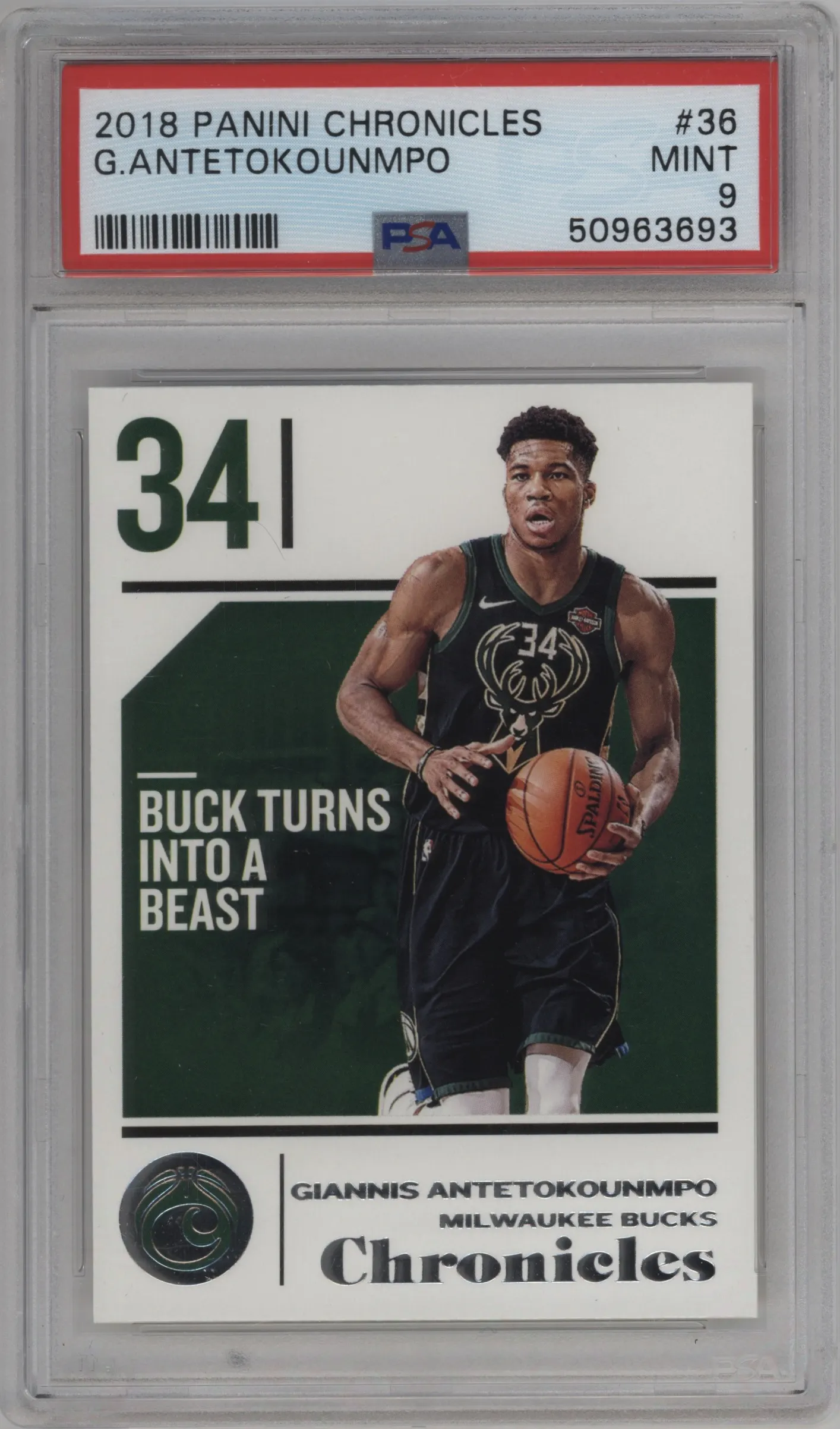 2018 Panini Chronicles Giannis Antetokounmpo PSA 9