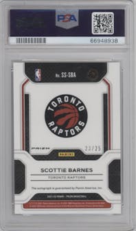 Scottie Barnes  from the 2021-22 Panini Prizm  set featuring a Mojo parallel graded by PSA and given an overall grade of 10.