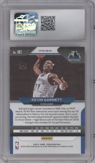 Kevin Garnett from the 2020-21 Panini Prizm set featuring a Silver Prizm parallel graded by CSG and given an overall grade of 9.