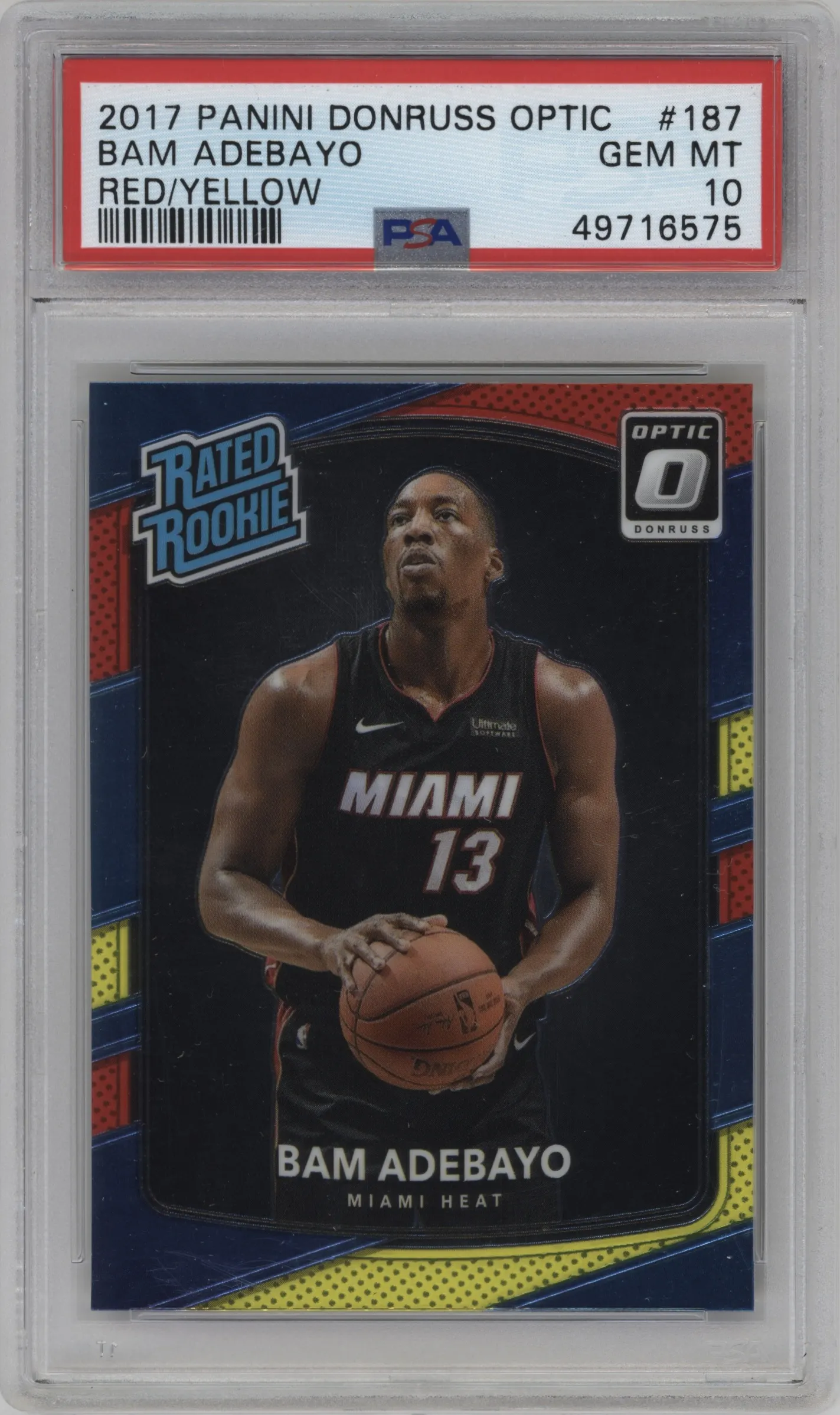 2017 Panini Donruss Optic Rated Rookie Bam Adebayo Red/Yellow PSA 10