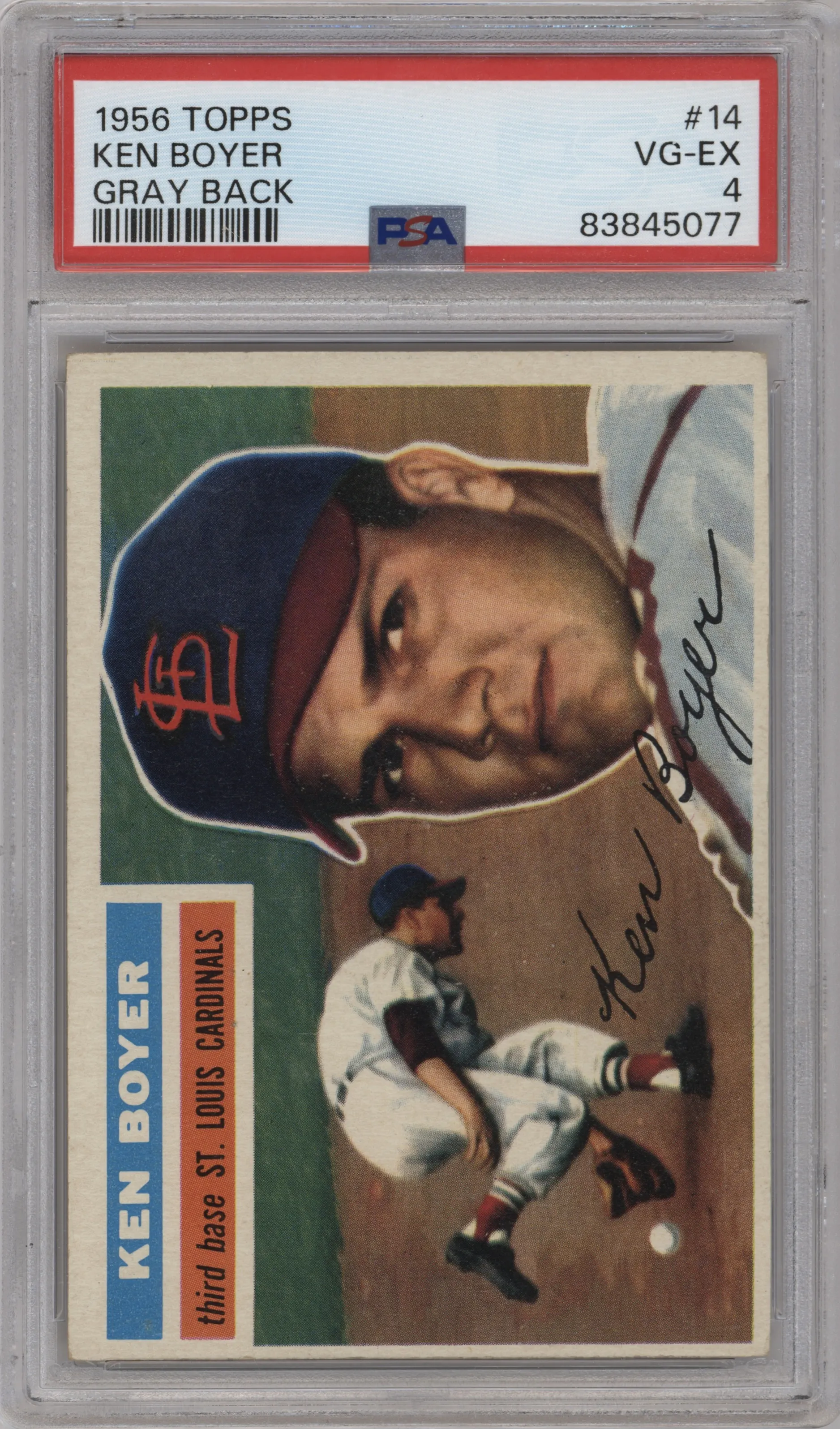 1956 Topps Ken Boyer Gray Back #14 PSA 4