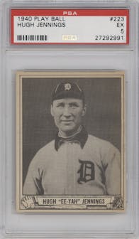 Hugh Jennings from the 1940 Play Ball set graded by PSA and given an overall grade of 5.