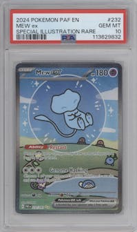 Mew ex from the 2024 Pokemon SV set graded by PSA and given an overall grade of 10.