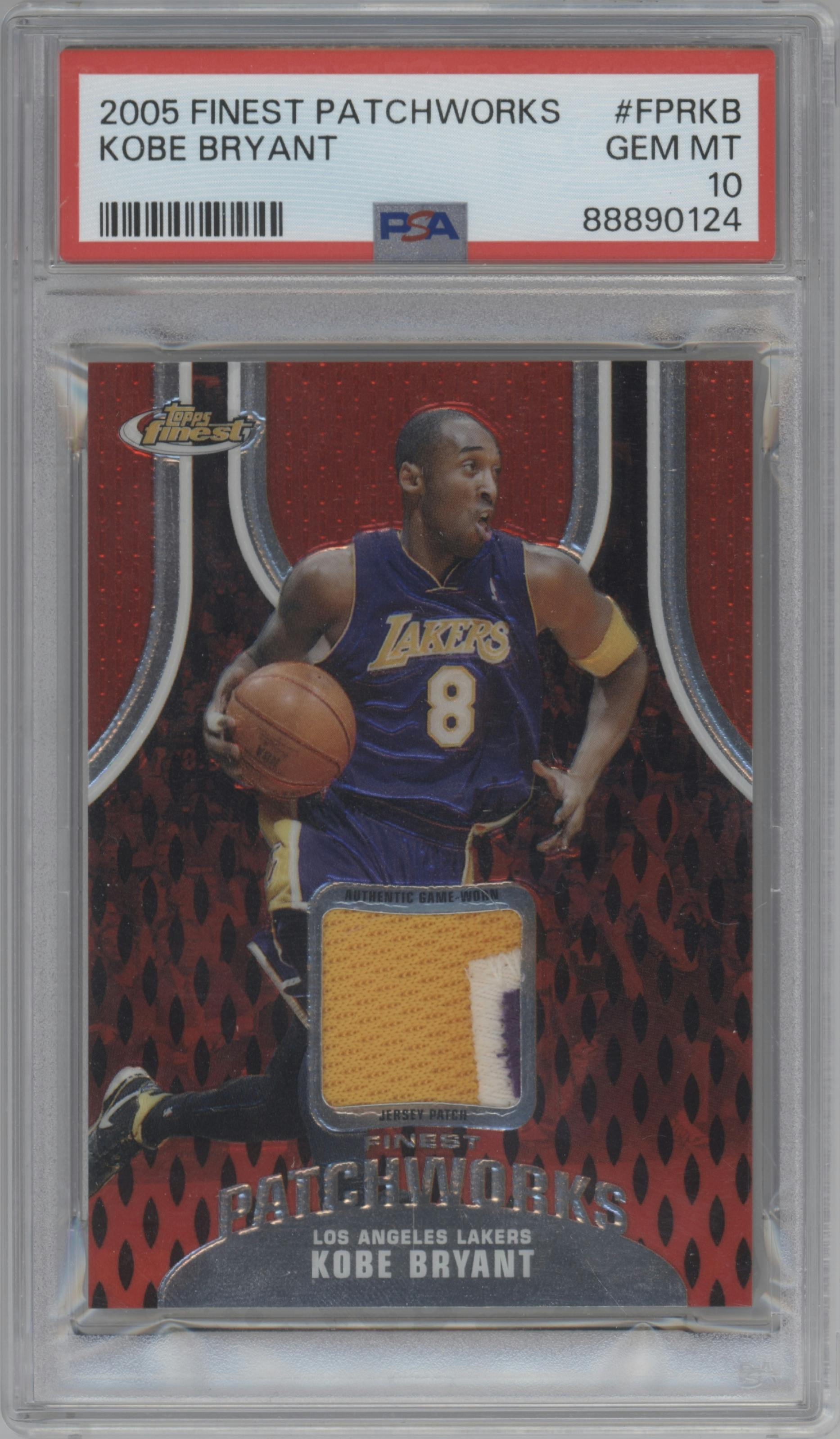 Kobe Bryant from the 2005-06 Topps Finest set graded by PSA and given an overall grade of 10.