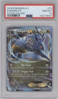 Kingdra EX from the 2016 Pokemon XY set graded by PSA and given an overall grade of 10.
