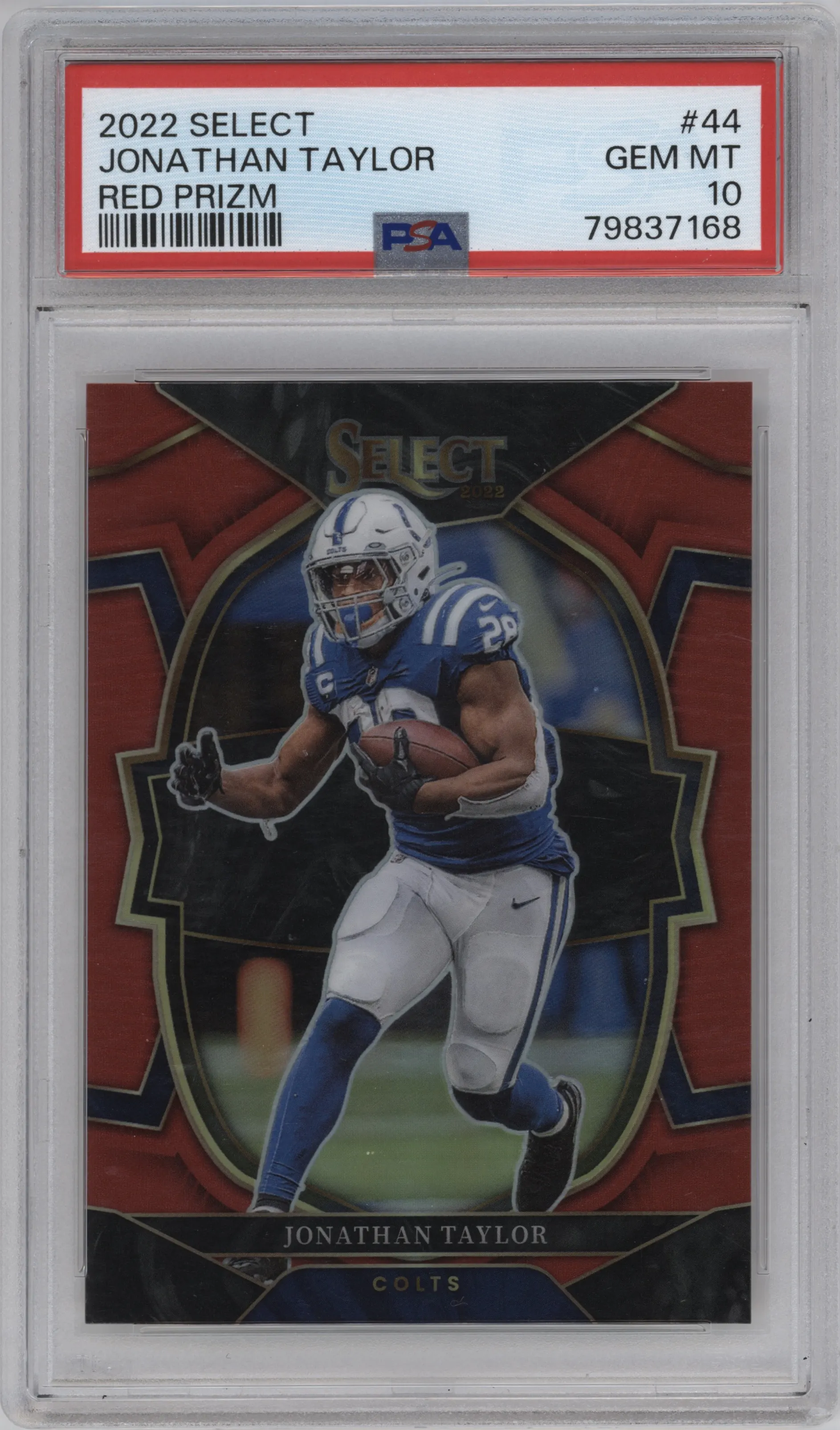 2022 Panini Select Jonathan Taylor Red Prizm #44 PSA 10