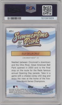 Elly De La Cruz from the 2024 Topps Chrome set graded by PSA and given an overall grade of 10.