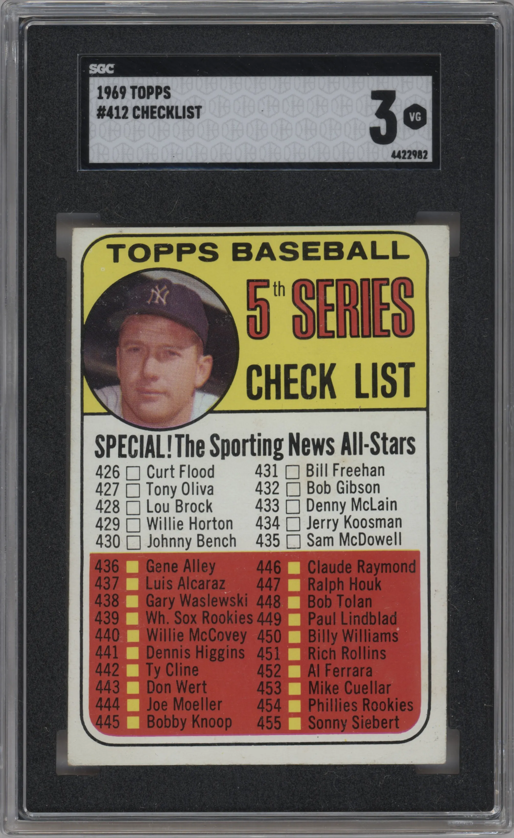 1969 Topps Mickey Mantle SGC VERY GOOD 3 SGC 3