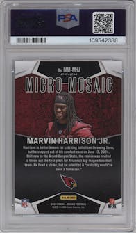 Marvin Harrison Jr. from the 2024 Panini Mosaic set graded by PSA and given an overall grade of 10.