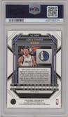 Luka Doncic from the 2022-23 Panini Prizm  set featuring a Choice Tiger Stripe parallel graded by PSA and given an overall grade of 10.