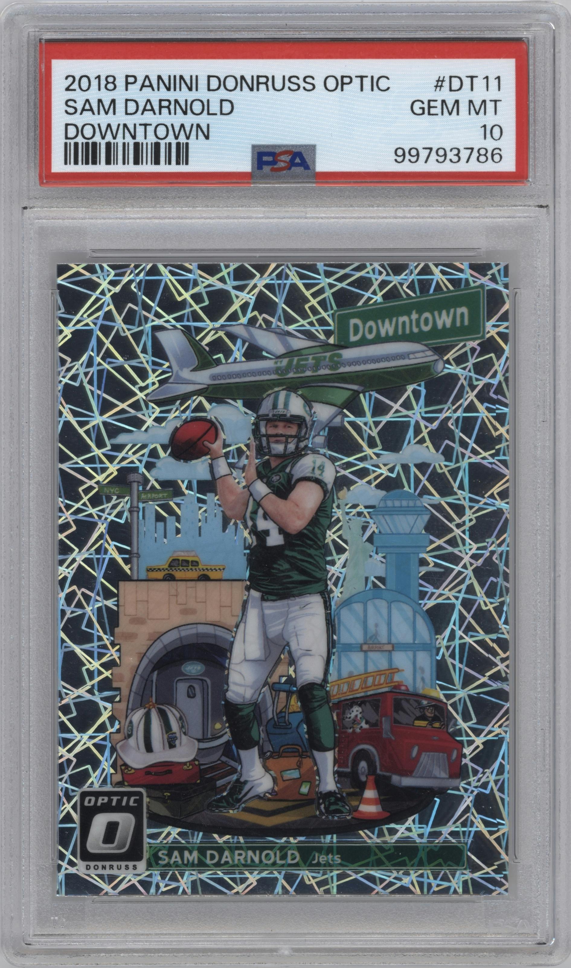 Sam Darnold from the 2018 Panini Donruss Optic set graded by PSA and given an overall grade of 10.