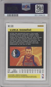 Luka Doncic from the 2019-20 Panini Chronicles  set graded by PSA and given an overall grade of 10.