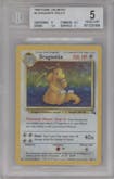 Dragonite from the 1999 Pokemon set graded by Beckett and given an overall grade of 5.