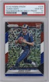 Jared Goff from the 2016 Panini Prizm set featuring a Red/White/Blue Disco Prizm parallel graded by PSA and given an overall grade of 10.