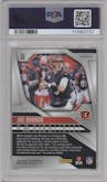 Joe Burrow from the 2024 Panini Prizm set featuring a Blue Shimmer parallel graded by PSA and given an overall grade of 9.