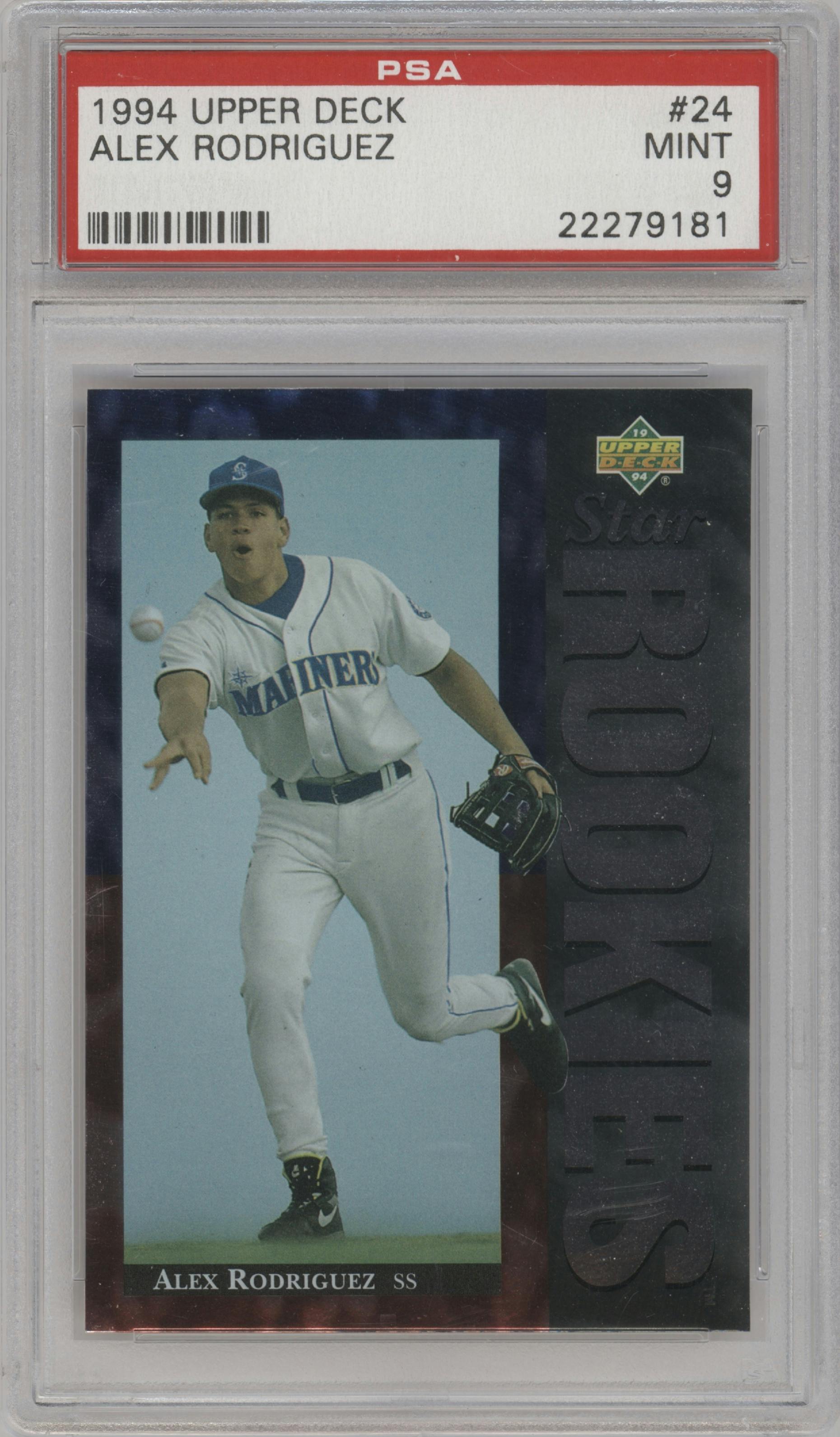 Alex Rodriguez from the 1994 Upper Deck set graded by PSA and given an overall grade of 9.