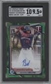 Eduardo Beltre from the 2024 Bowman Chrome set featuring a Green Lava Refractors parallel graded by SGC and given an overall grade of 9.5.