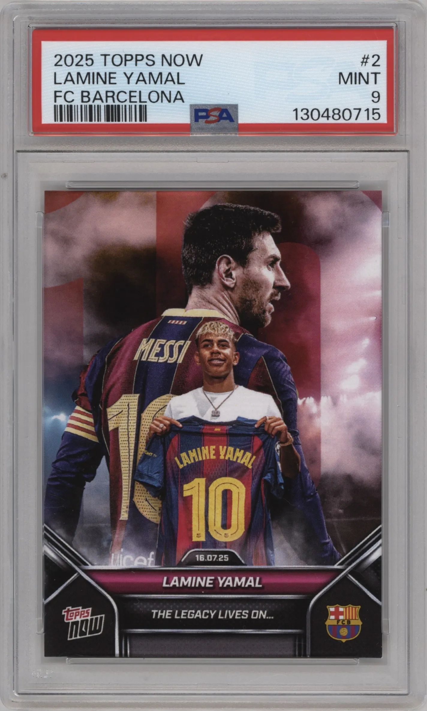 2025 Topps Now FC Barcelona Lamine Yamal #002 PSA 9