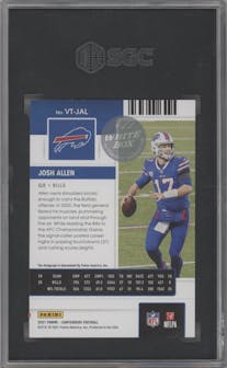 Josh Allen from the 2021 Panini Contenders   set featuring a White Box parallel graded by SGC and given an overall grade of 8.