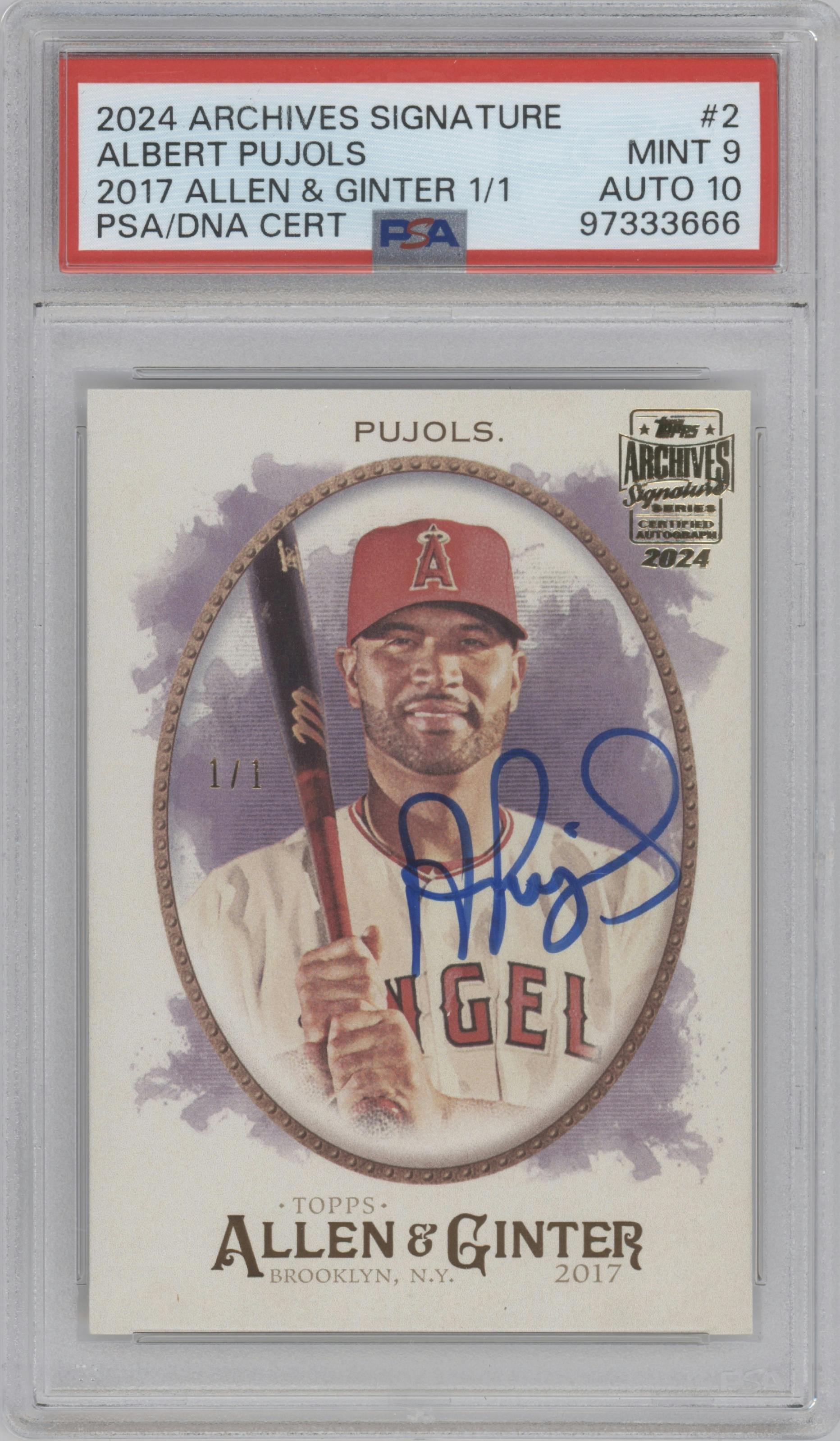 Albert Pujols from the 2024 Topps Archives Signature Series Baseball - Retired Edition set graded by PSA and given an overall grade of 9.