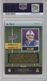 Josh Allen from the 2021 Panini Mosaic set featuring a Green Mosaic parallel graded by PSA and given an overall grade of 10.