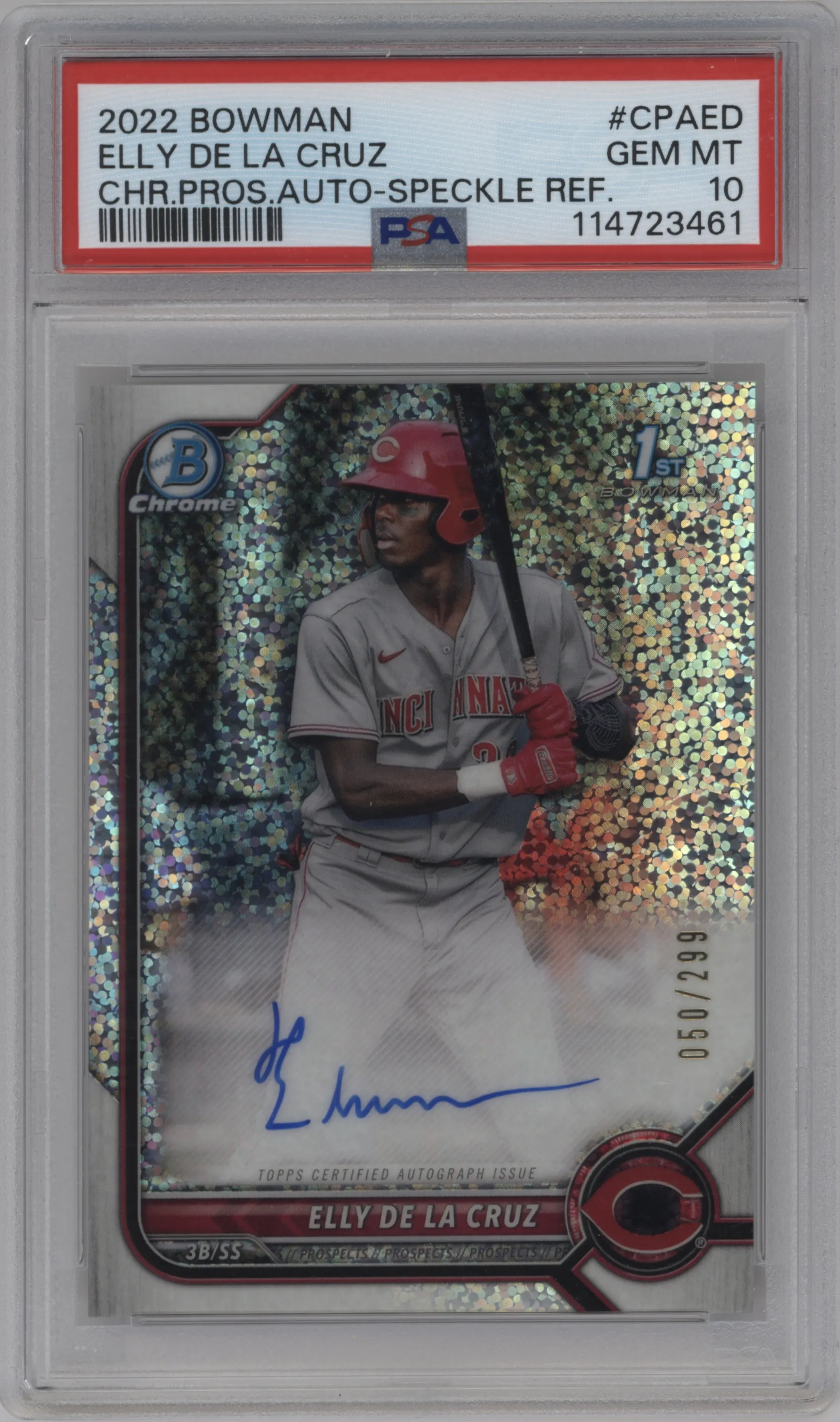 2022 Bowman Chr.Pros.Auto Elly De La Cruz Speckle Refractor #CPA-ED PSA 10