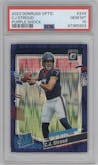 C.J. Stroud from the 2023 Donruss Optic set featuring a  Purple Shock parallel graded by PSA and given an overall grade of 10.