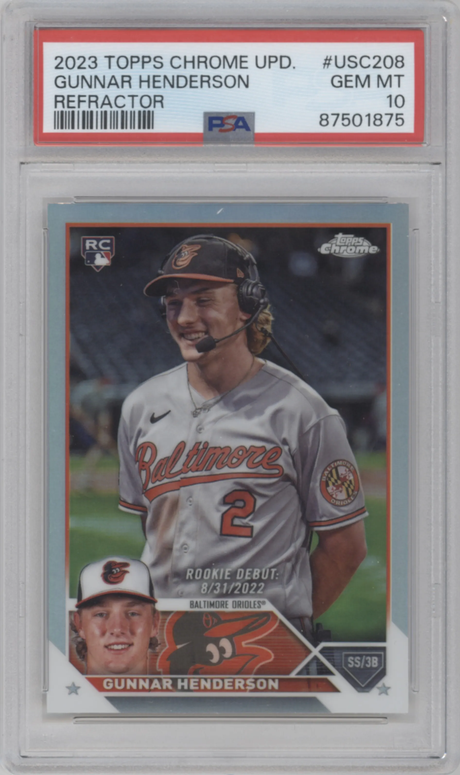 2023 Topps Chrome Update Gunnar Henderson Refractor PSA 10