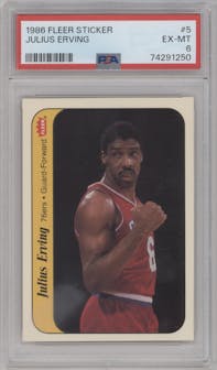 Julius Erving from the 1986-87 Fleer set graded by PSA and given an overall grade of 6.